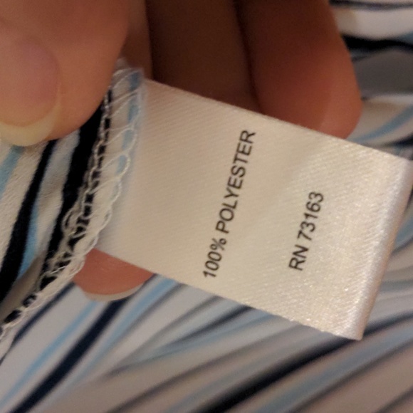 Spense Mandarin Collar Striped Button Up Shirt Blue White Size S - Picture 8 of 10